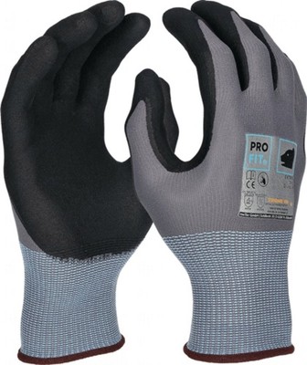 12er PACK(Paar) PRO FIT 393-9 Handschuhe EXTRA Größe 9 grau / schwarz EN 388, EN