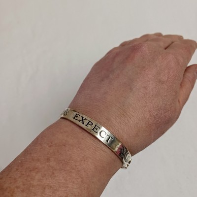 Expect Miracles Hinged Bangle Bracelet Silver Tone Inspirational Christian Gift