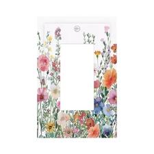 Boho Colorful Flowering Plant Butterfly Single Rocker Light Switch Cover 1 Ga...