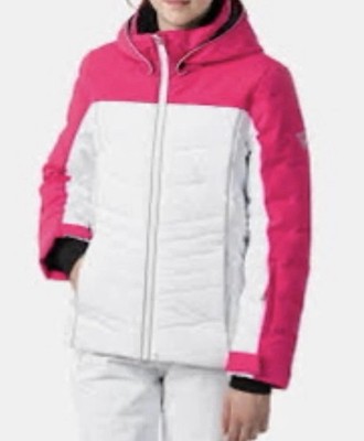 ROSSIGNOL GIRLS PEARLY PINK FUSHIA WHITE SKI JACKET POLYDOWN Youth 16 / Women XS