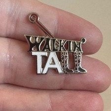 Vtg Walkin' Tall Western Slogan Enamel Lapel Pin Cowboy Boots Graphic Walkin