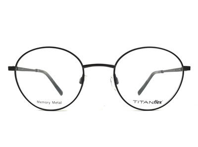 Titanflex Eyeglasses Frames M1010 BLK Black Round Wire Rim 49-21-145
