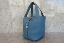 Borsa a mano HERMES Picotin Lock MM Taurillon Clemence blu Jean Square M (2009)