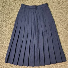 Vtg Soko Womens Poly Rayon Pleated Skirt Navy Blue Size 10 JC Penny Professional
