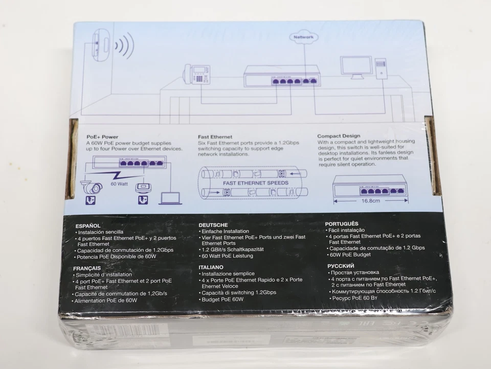 TRENDnet TPE-S50 6-Port Fast Ethernet PoE+ Switch New In Box - Image 2 of 2