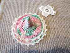 VINTAGE MEXICAN SOMBRERO KNITTED CROCHETED HAT STORAGE FOR SEWING NEEDLES