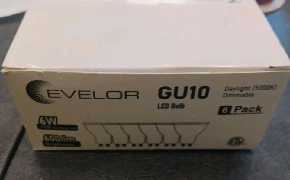 EVELOR GU10 LED Bulb Daylight (5000K) Dimmable 6 Pack 6W (40W) New - Image 2 of 4