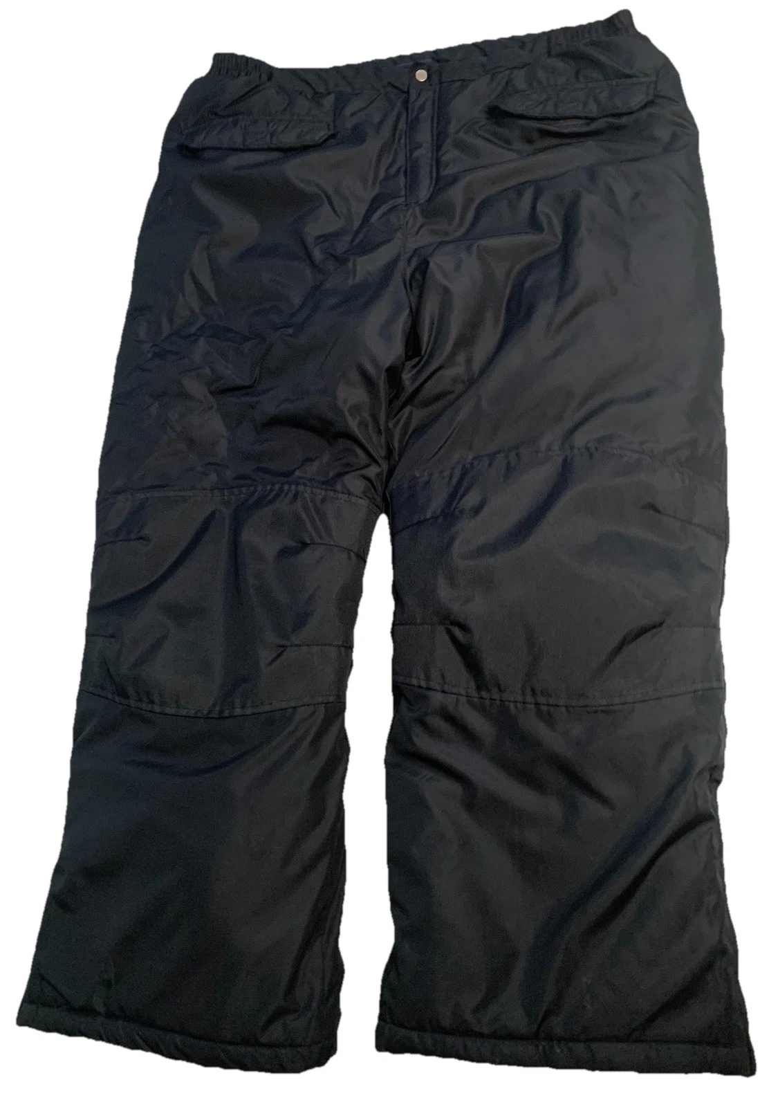 Cherokee Mens XL Insulated Snow Pants Black Reinforced Knees Front/Back Pockets