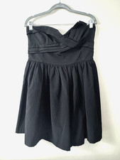 VTG Y2K Dress Aqua Medium Black Strapless Sweetheart Semi Party Retro Classic