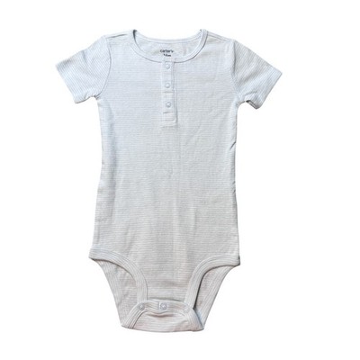 Carter's Bodysuit Kids 24M Blue Striped Henley Short Sleeve 1R035110 Cotton