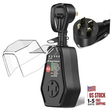RV Surge Protector 50 Amp for Outdoor Travel 50Amp without LED Display Black