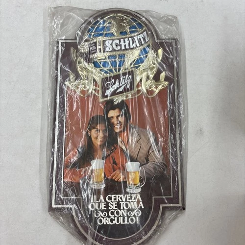 NOS Vtg  1977 Schlitz Beer SPANISH BAR SIGN  La Cerveza Que Se Toma Con Orgullo