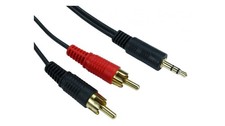 Gold 3.5mm Stereo Jack to 2 x RCA Phono Lead Audio Cable 1.2M UK Seller