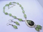 Natural Prehnite Healing Gemstone Oxidized Tumbled Beaded Necklace Handmade