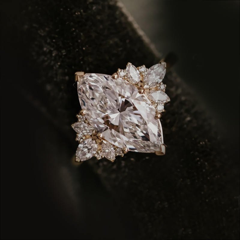 Engagement Marquise Cut Diamond Ring 14k Yellow Gold  IGI Lab Created 1.50 Ct