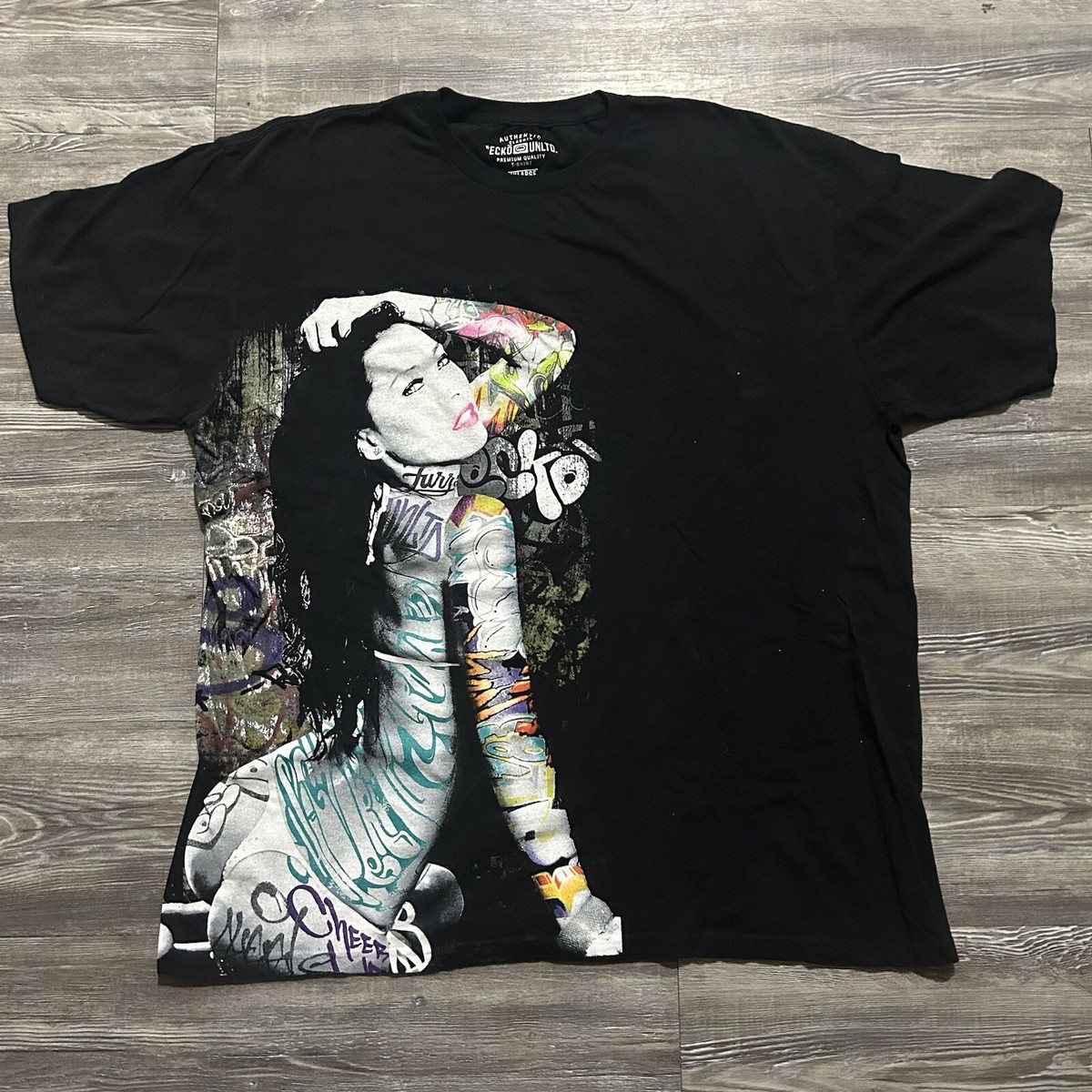 トップス ECKO UNLTD All Over Pattern Shirt Y2K Ecko Unltd Shirt 2XL All Over Print Graffiti Lady Hip