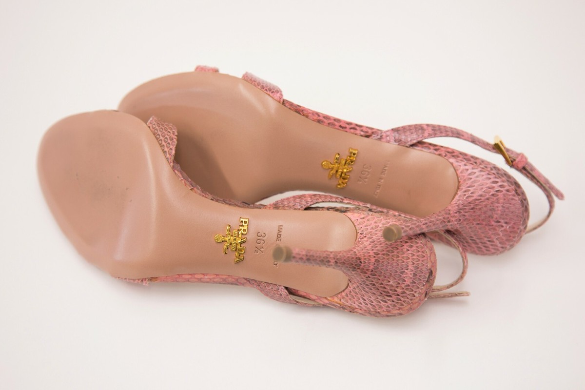 NWD Prada Milano Python Leather X-Strap Open Toe Slingback Sandals