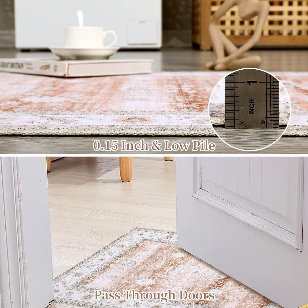 Area Rug 9X12 Vintage Vintage Distressed Area Rugs Machine Washable Rug