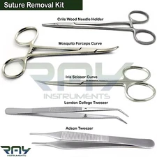 Dental Suture Removal Kit Scissor Dissection Needle Holder Forceps Tweezers