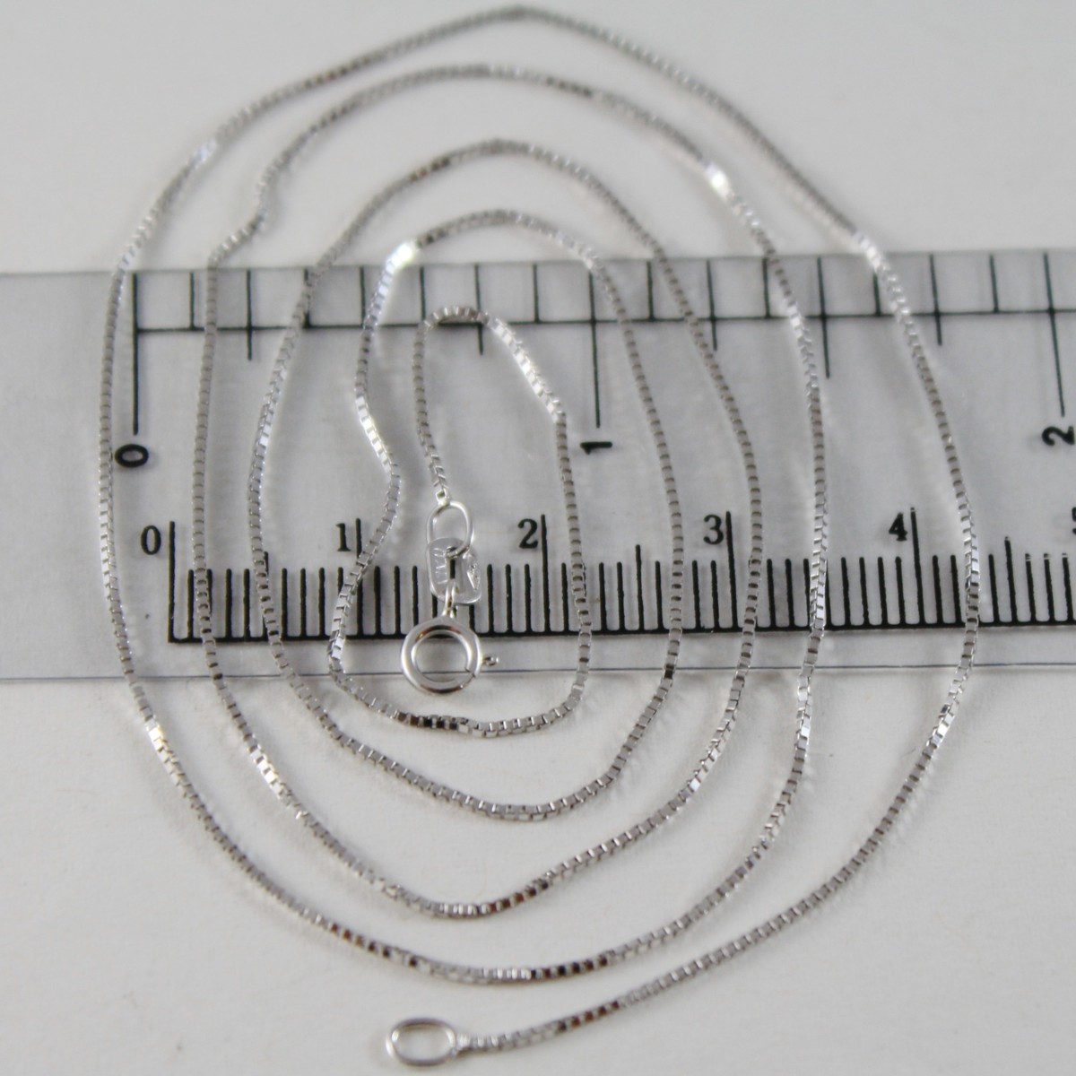 18K WHITE GOLD CHAIN MINI 0.8 MM VENETIAN SQUARE LINK 17.70