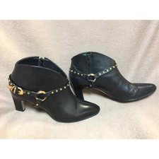 NIne West RARE Vintage Leather Bootie With Accent Strap Buckle- women Size 6.5