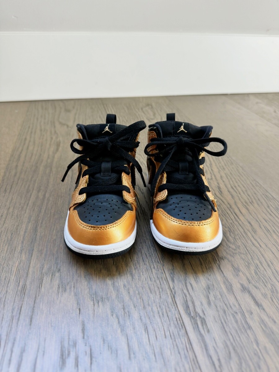 【激レア】NIKE BABY JORDAN 1 Nike Jordan 1 Mid SE Baby Toddler Shoes Black Metallic Gold