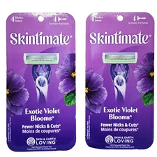 lot of 2 Skintimate Exotic Violet Blooms 4 Blade Disposable Razors - 4 ct each