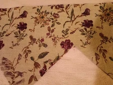 Pair (2) Floral Botanical Tapestry Valances 52 x 18" Green Wine Taupe Beige