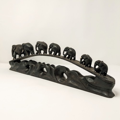 Antique Anglo-Indian Carved Teak 7 Elephant Bridge (c. 1900) - 第 1/9 張圖片