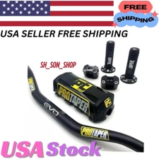 Original "Evo" PRO TAPER Handlebar Fat Bar DIRT BIKE 1 1/8'' ATV Quad GRIPS Pads