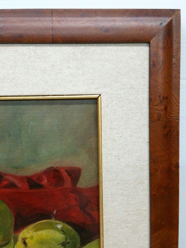 Vintage Huile Peinture sur Toile Encadré Fruit Nature Morte - Picture 6 of 10