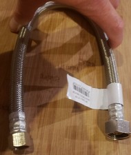 16" Long x 3/8" Comp x 1/2" FIP Faucet Hose Connector, Braided