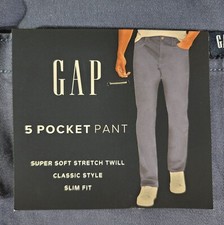 NWT Gap Mens 40 x 32 Super Soft Stretch Twill 5 Pocket Pants Slim Fit Blue 79