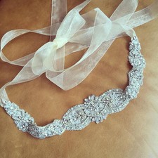 Handmade Wedding Bridal Sash Belt, Crystal Pearl Formal Wedding Dress Belt