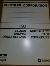 Manuel d'entretien Chrysler Dodge Plymouth 1.6L 1983 procédure