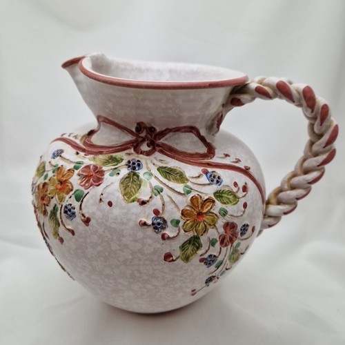 Vase Keramik retro Krug getöpfert Blumen Henkelvase Blumenvase Vintage 20cm - Bild 2 von 12
