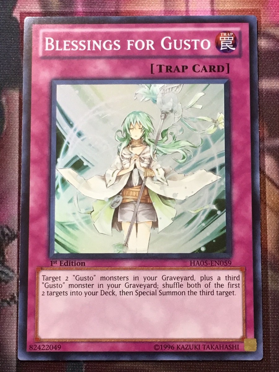 HA05-EN059 Blessings for Gusto Super Rare 1st Edition Mint Yu-Gi-Oh! Card HA05-EN059 Blessings for Gusto Super Rare 1st Edition Mint Yu-Gi-Oh! Card