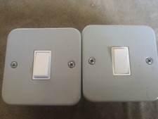 2x Industrial Steel Single Light Switch 6Amp with Mounting Box