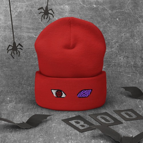 Rinnegan and Sharingan Embroidered Beanie - Naruto-Inspired Uchiha Hat - Picture 6 of 11