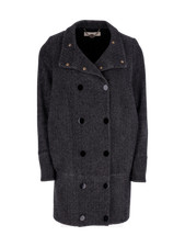 Stella Mccartney Grey Double-breasted Herringbone Wool Coat Size It 40 /uk 8 Rrp