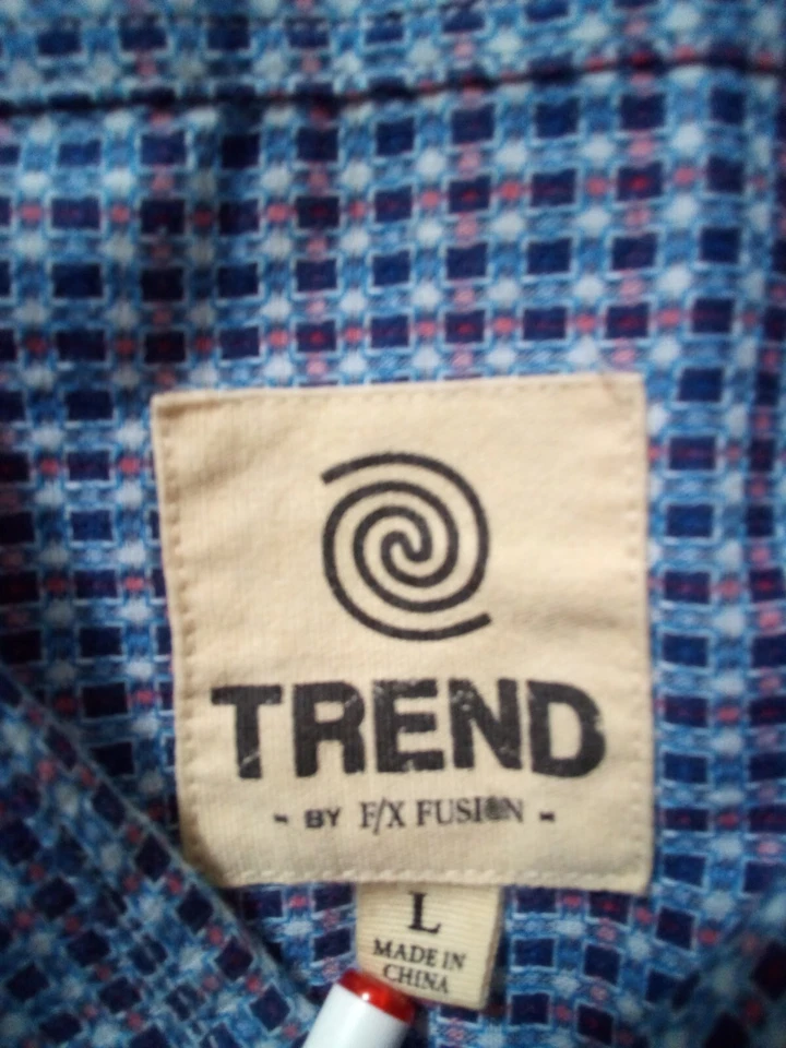 Trend By F/X Fusion Shirt Men L Blue Red White Check Short Sleeve Button Up - Image 2 of 4