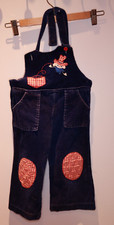 Vintage Kids Corduroy Dungarees Navy Blue Patch Size 92 *** 1 Button Missing