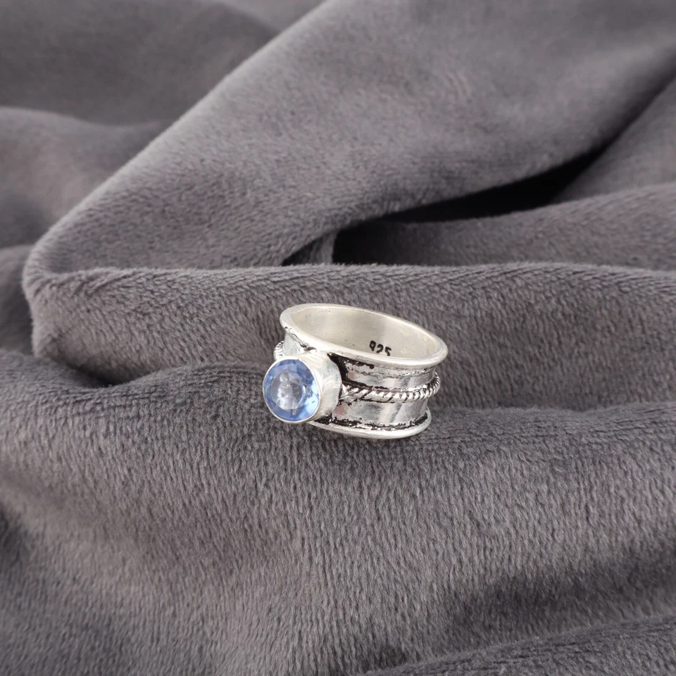 Dainty Tanzanite Gemstone 925 Sterling Silver Handmade Jewelry Ring Gift For Her - Image 4 of 4