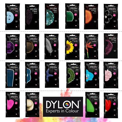 Dylon Handwäsche Stoff färben 50g Beutel Farbe für Jeans Kleidung Stoffe Stoff UK