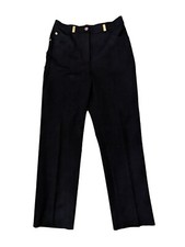 ST. JOHN Sport Marie Gray Navy Blue High Waist Dress Pants Gold Hardware Size 4