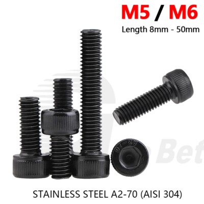 #ad #ad M5 M6 Allen Socket Bolts Cap Head Screw DIN 912 Stainless Steel Blackened A2 304 $92.05