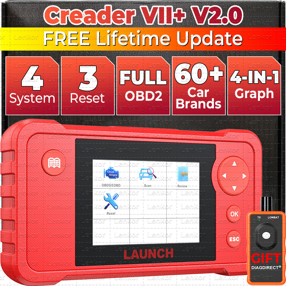 2024 LAUNCH X431 Creader VII+ OBD2 Diagnostic Scanner ABS SRS Fault Code Reader