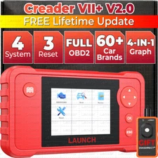 2024 LAUNCH X431 Creader VII+ OBD2 Diagnostic Scanner ABS SRS Fault Code Reader