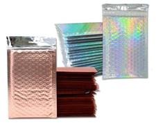 4X8 Holographic, Sunset Peach Bubble Mailers, Metallic Padded Shipping Mailing