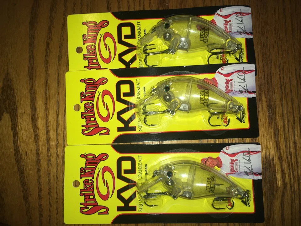 STRIKE KING KVD 8.0---3 NUDE COLORED FISHING LURES